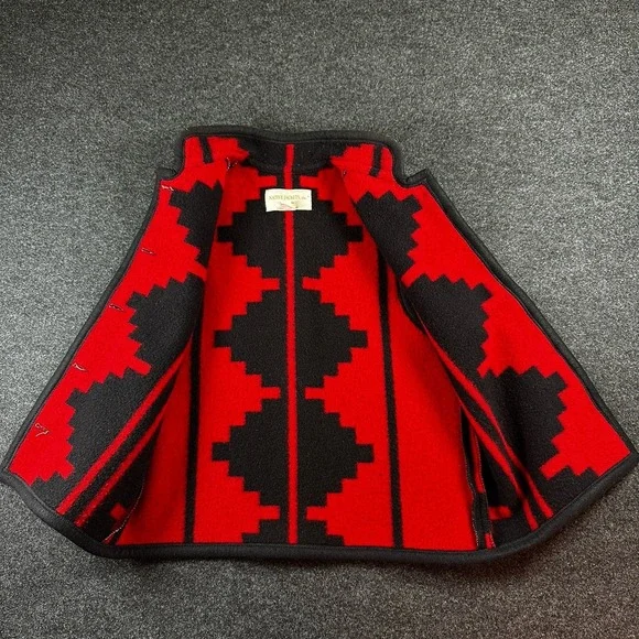 Native Jackets Vest SW Santa Fe Wool Blanket Geometric Buffalo Nickel Buttons SM - Picture 3 of 8